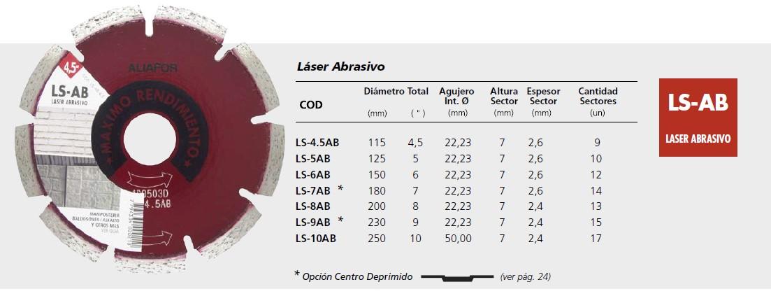 Disco Segmentado LS Láser Abrasivo – LS-AB 4.5” – 7” – 9”