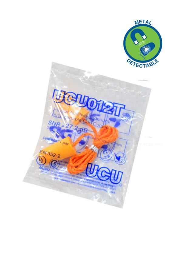 Protector Auditivo Endoaural PU Descartable Con Cordón Metal Detectable 27,2dB